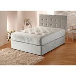 Sleep Factory Plush Velvet Divan Bed Set with Hybrid Orthopaedic Mattress,Headboard and 2 Free Bed Drawers (4.6FT Double)