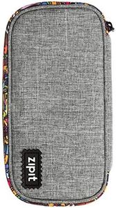 ZIPIT Jumbo Pencil Pouch for Adults, Large Capacity, Sturdy Pen Organizer, Wide Opening with Secure Zipper Closure (Grey)