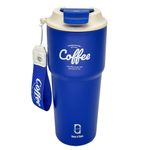 House of Quirk 620ML Stainless Steel Coffeemate Insulated Tumbler, Double Vacuum Insulated Travel Coffee Mug 100% Leak Proof with Lid Hot and Cold (Royal Blue)