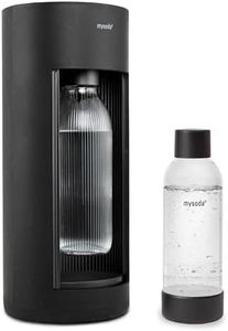 Mysoda: Stilvoller Glassy Wassersprudler aus Holzkomposit und Aluminium (ohne CO2-Zylinder) mit 1-Liter-Glasflasche & BPA-freier 1-Liter-Plastikflasche - Schwarz