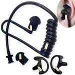 2 Way Radio Earmold Black Medium Soft Rubber Earbuds（Earmould Left and Right）+ Replacement Black Coil Audio Tube Compatible for Motorola Kenwood Baofeng Radio Acoustic Tube Earpiece