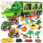 ToyVelt Dinosaur Toys for Kids 3-5 Dinosaur Truck Carrier Comes with 3 Dino Cars 12 Dinosaurs - Perfect Toy Gift for 3 4 5 6 7 Years Old Boys