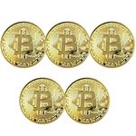 Top-spring 5Pcs Bit Coin Gold Plating Bitcoin Virtual Currency Coin Collectibles Gift BTC Coin Art Collection Physical (Gold)