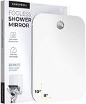 HONEYBULL Shower Mirror Fogless for Shaving - (Large 8x10in) Flat Anti Fog Mirror with Razor Holder for Shower, Mirrors, Shower Accessories, Bathroom Mirror, Bathroom Accessories, Holds Razors For Men
