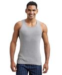 Jockey FP04 Men's Super Combed Cotton Rib Round Neck Sleeveless Vest with Extended Length for Easy Tuck_Grey Melange & Teal Green_M