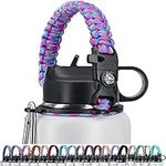 Affute Paracord Handle,Fits Wide Mouth Bottles 12-40 oz, Water Bottle Handle Strap with Safety Ring,Carabiner,Survival Whistle,Compass,Accessories for Walking Hiking Camping (Dark Blue Purple)