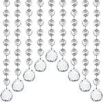 Jishi 33ft Crystal Garland Strands, String of Beads w/Crystal Ball Prism Pendant, Hanging Crystals for Decoration for Centerpieces Chandeliers Christmas Ornaments, Clear Acrylic Diamond Beaded Chains
