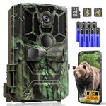Wildlife Camera Night Vision Motion Activated - 5K Trail Cameras 60MP Full HD Support Mobile Phone APP & Bluetooth, Infrared Garden Cam 0.1s Trigger IP66 Waterproof 32GB TF Card 8 AA Batteries