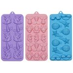 Webake Candy Molds Silicone Unicorn Mermaid Chocolate Mold, Fondant Molds for Cupcake Decorations, Resin Crayon Including Mermaid Tail, Seahorse, Rainbow, Air Balloon, Pack of 3