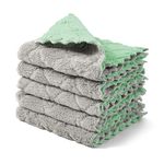 kimteny Cleaning Cloths Kitchen Towels Microfiber Washcloths Lint Free Dish Cloth Reusable Dishtowels Household Super Absorbent Fast Drying, 10"x10", Pack of 5 (Green-Grey)