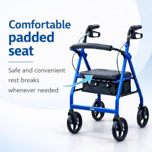 Drive Devilbiss R8 Blue Aluminium Rollator – Padded Seat, Underseat Bag