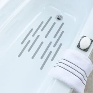 SlipX Solutions Microban-Infused Non-Slip Adhesive Safety Treads | Anti-Slip Bathroom Accessories - Bathtub, Shower, Pool, Boat, & Stair Tread Stickers | 7.5" x.75 Power Grip Strips | 12 Pieces, Gray