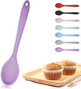 Silicone Mixing Spoon Nonstick Kitchen Spoon for Cooking Heat Resistant (Purple)