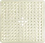 Yimobra Square Bathtub Shower Mat Non-Slip Suction Cups with Drain Holes Machine Washable 21 x 21 Inches (Beige)