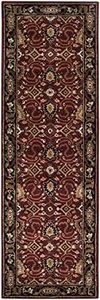 BoutiqueRugs Black Medallion Traditional 3x12 Runner Rug Wool Hand Tufted Olive Beige Burgundy Mustard Burnt Orange Encinitas Hallway Kitchen Corridor Stairway Laundry Room Stain Resistant
