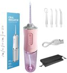 Irrigator Water Flosser Rechargeable, Dental Clean electric toothbrush 220ml Waterproof Water flosser for Teeth Portable Teeth Cleaning Kit with 3 Modes for Travel and Household (Pink)