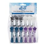 Elliott Extra Strong, Soft Grip, Mini Flower Pegs, 24 Pack, Assorted Colours, BPA Free Laundry Pegs, Everyday Essential Item