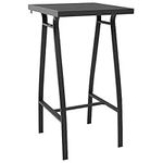 vidaXL Garden Bar Table - Black 60x60x110 cm - Tempered Glass and Steel Frame - Square Patio Dining Table