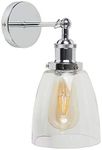 MiniSun Retro Style Polished Chrome Adjustable Knuckle Joint Wall Light with a Clear Glass Shade