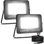 Lepro 10W LED Floodlight Outdoor, 850LM LED Security Lights, 70W Incandescent Lamp Equivalent, Waterproof IP65, Daylight White Outdoor Lights for Garden, Pack of 2 [Without Sensor]