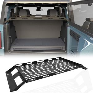 Broaddict 300LB Interior Rear Cargo Basket Rack Fit for 2021 2022 2023 2024 2025 Ford Bronco 4 Door Hardtops Storage Trunk Shelf