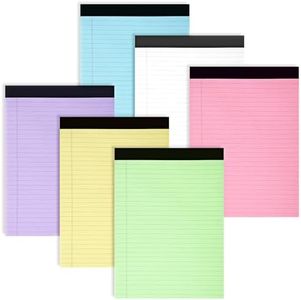 EOOUT Legal Pads 6 Pack Colored Writing Pads 8.5x11 Inch, 40 Sheets Wide Legal Ruled, Note Pads, Notepads 80GSM Thick Paper