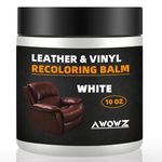 AWOWZ Leather Recoloring Balm, 10OZ Leather Color Restorer Conditioner, Leather Restorer for Couches, Leather Couch Repair Kit for Faded & Scratched Leather Couches, Car Seats, Clothing (White)