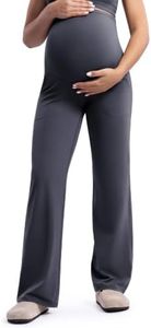 ENERBLOOM Women's Maternity Pants Yoga Wide Leg Pregnancy 30" Gray Small