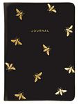 WORLD TRAVELER Eccolo Gold Bees Writing Journal, 256 Lined Page Notebook, Faux Leather Soft Cover, 5x7