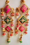 Divyakosh Handmade Multicolor Shubh and Labh Door Hangings, Door Welcome Tags, Temple Decoration, Diwali Decor, Decoration Items, Sohn/Shun/Shoon, Puja Tags, Door Tags, 1 Pair i.e. Pack of 2