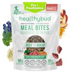 Healthybud Beef Bites Freeze-Dried Raw Dog Food – 90% Meat & Organs – with Pre & Postbiotics – Crunchy Kibble-Style – Grain-Free, Sensitive Stomach Friendly – Made in USA – All Life Stages – 14.1oz