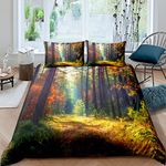 Forest Tree Bedding Set Chic Tree Print Comforter Cover for Kids Adult Colorful Natural Scenery Duvet Cover Woodland Scene Bedspread Cover Room Decor 3Pcs With 2 Pillow Case Double Size