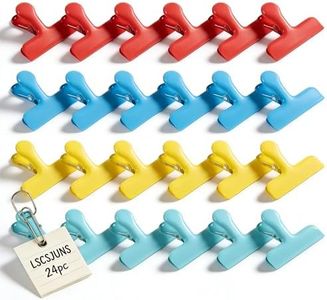 24 Pack Heavy Duty Bag Clips for Food Storage, Stainless Steel Chip Clips Airtight Seal for Chips, Snacks, Freezer Bags, Strong Kitchen Clamps with 4 Colors, Reusable & Rust-Resistant