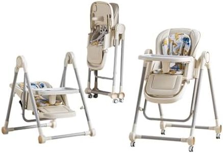 UMGOOGOO 5 in 1 Baby High Chair Swings for Infants Foldable Rocking 8 Level Height Adjustment Eco Friendly Washable PU Cushion(White)