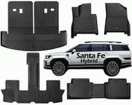 SHARGGE Waterproof Floor Mats for New Version Hyundai Santa FE 2024 Hybrid and Gas Cargo Liners Carpet Protector 6 and 7 Seaters Interior Accessories Trunk Cover with Backrest Full Set