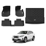 3W Floor Mats&Boot Liner for BMW iX1 U11 2023-2024,Pet Dog Frinedly Recyclable TPE Car Mats&Boot Mat,All Weather Waterproof Anti Slip Protection Cover,Accessories