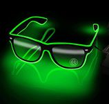 EXPECTRO 1Pc LED Glasses, Neon Light Up Glasses, Festival Accessories, Shutter Shades, Flashing Rave Glasses, Glow In The Dark Party Glasses for Adults(El Wire Green)