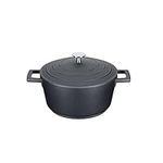 MasterClass Small Casserole Dish with Lid 2.5L/20 cm, Lightweight Cast Aluminium, Induction Hob and Oven Safe, Black