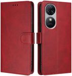 Compatible with ZTE Blade V40s 4G PU Leather Phone Cover,Compatible with ZTE Blade V40s 4G Card Slots Flip Stand Wallet Case Red