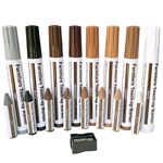 Furniture Repair Wood Repair Markers Touch Up Repair pen-17PC-Markers and Wax Sticks,for Stains,Scratches,Wood Floors,Tables,Carpenters,Bedposts-8 Felt Tip Wood Markers Kit