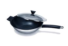 Ken Hom Stainless Steel Wok Set, 32cm, Excellence, Induction Hobs Suitable/Metal Tool Safe/Phenolic Handle, Includes Wok with Lid, KH432022