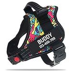 PawPawify Personalised No Pull Dog Harness with Custom Name and Phone Number, Heavy Duty Pet Vest to Prevent Tugging, Pulling, or Choking, Training and Walking (Color Doodle, XS Chest 17-22in)