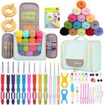 Yarniss Crochet Kits with Bag, Beginner Crochet Kits Includes 18 Yarn Skeins & 12 Ergonomic Crochet Hooks