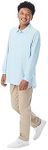 French Toast Men's Long Sleeve Cotton Blend Pique Polo Shirt, Light Blue, Small