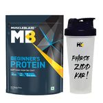 MuscleBlaze Beginner's Whey Protein, No Added Sugar, Faster Muscle Recovery & Improved Strength (Cookies & Cream, 1 kg / 2.2 lb) with Shaker, 650 ml (Combo Pack)