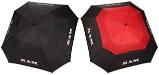 2 Pack Ram FX Tour Premium 64" Extra Large Square Golf Umbrellas Black/Red