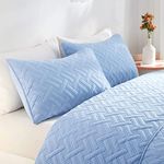 BSB HOME® 100% Cotton Ultrasonic 280 Tc Solid King Size Quilted Bed Cover/Bedsheet with 2 Pillow Case, (Luxurious, Light Blue or Aqua, 90X100 Inches, 254X228 cm)