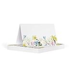 Wildflower name place cards | floral white folded table name cards for party reception birthday 50 pieces with flowers | name cards for table setting | wedding name cards | (Wildflower)