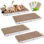 4 Pack Cat Scratcher Pads Reversible Corrugate Cat Scratch Cardboard Recycle Durable Cat Scratching Pad Replacement for Indoor Cats and Kittens (Straight)