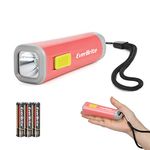 EverBrite Kids Flashlight, Mini LED Flashlight, Plastic Torch Use for Emergencies, Camping, Outdoor with Lanyard 3AAA Battery Included, Coral